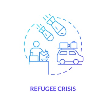 Refugee crisis blue gradient concept icon. Escaping war zones. Migration. Social justice example abstract idea thin line illustration. Isolated outline drawing vector