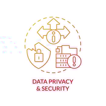 Gradient data privacy and security concept thin line icon, isolated vector representing data democratization.