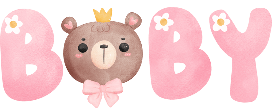 Baby shower bear girl, baby word png