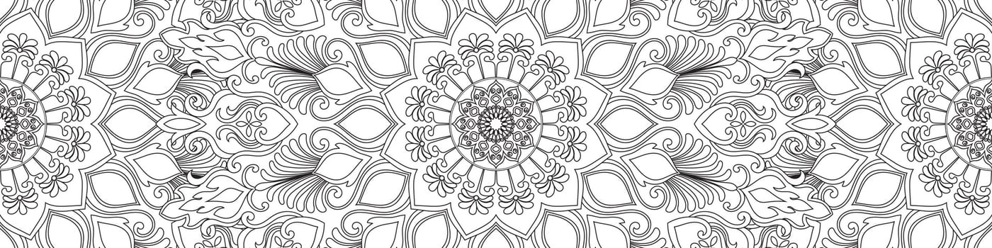 Mandala pattern. Decorative border. Seamless. Ethnic tribe, fabric, carpet. vector