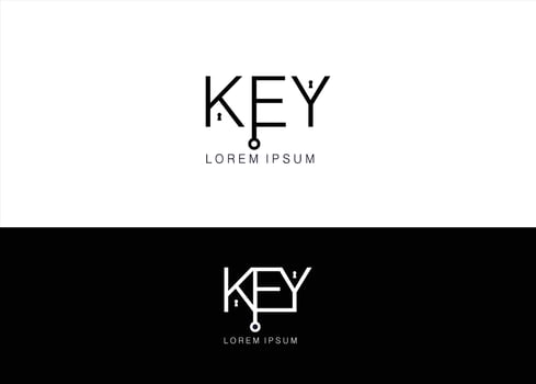 key logo design with a black and white background vector