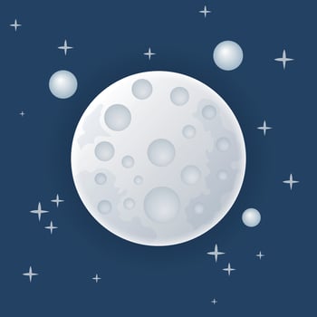 Full moon night icon in flat style. Lunar landscape vector illustration on isolated background. Astrology sign business concept.