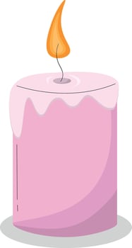a pink candle with a flame on top vector