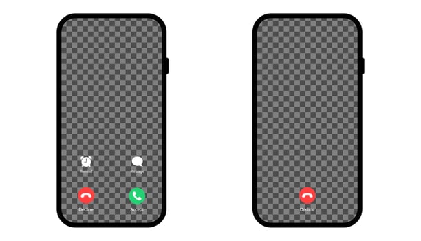 Accept and decline phone call. Isolated mockup of smartphone active call. Conversation screen template. Phone call mockup. Vector EPS 10.