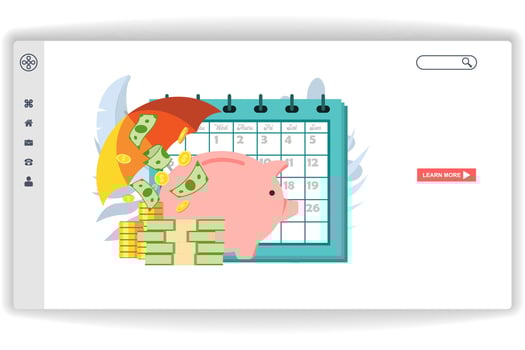 stacks of banknotes and coins. website page Success Investment. Modern flat design concept of web page design for website and mobile website vector