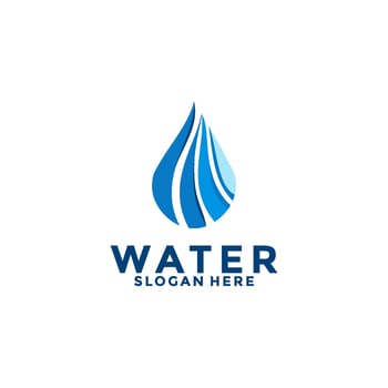 Water drop logo design, water logo vector template