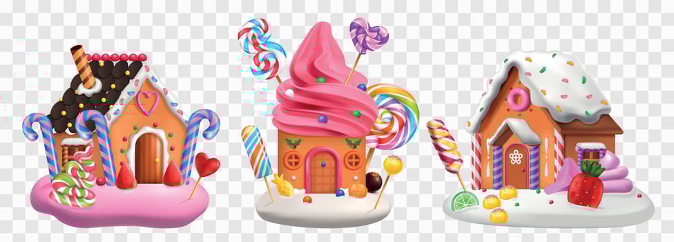 Cake Houses Transparent Set vector