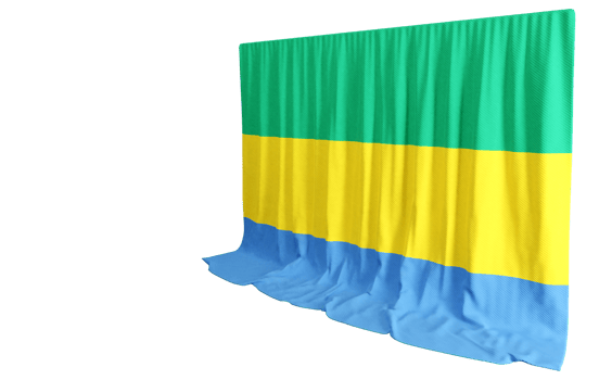Gabonese Flag Curtain in 3D Rendering Gabon's Natural Beauty png