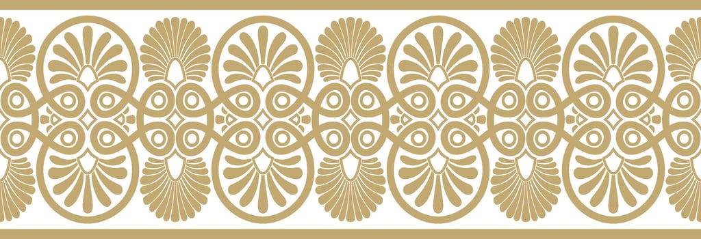 Vector golden seamless ornament of ancient Greece. Classic Endless pattern frame border Roman Empire