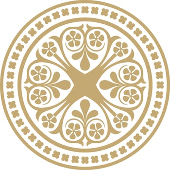 Vector gold-black colored round ornament of ancient Greece. Classic circle pattern of the Roman Empire