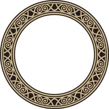 Vector gold and black round classic renaissance ornament. Circle, ring european border, revival style frame