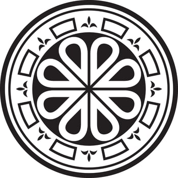 Vector black monochrome round ancient Byzantine ornament. Classical circle of the Eastern Roman Empire, Greece. Pattern motifs of Constantinople