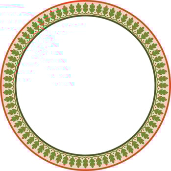Vector round colorful Indian national ornament. Ethnic plant circle, border. Frame, flower ring. Poppies and leaves