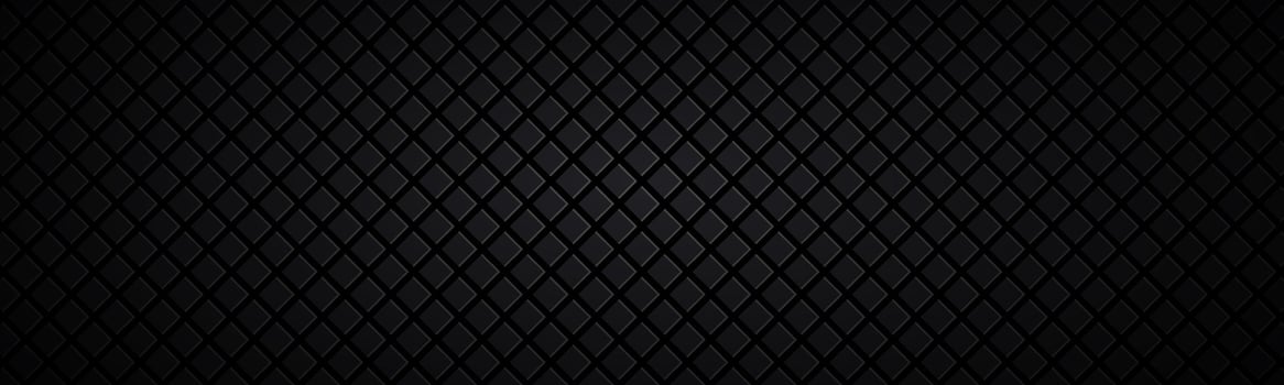 Dark abstract square header. Black mosaic look banner. Modern vector texture. Simple metal background