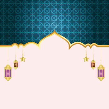 Meraj Un Nabi Islamic Frame With Lantern Ramadan Kareem Arabic Border Flyer Poster Design vector