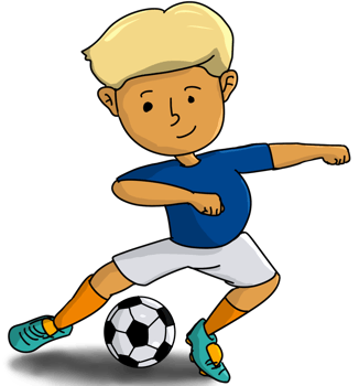 illustration cartoon style of kid playing football png