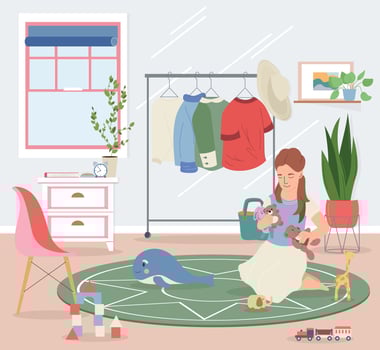 Girl Toys Cleanup Composition vector