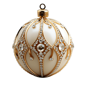 3d luxury White Christmas ball decorated with gold png