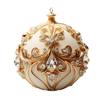 3d luxury White Christmas ball decorated with gold png