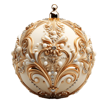 3d luxury White Christmas ball decorated with gold png