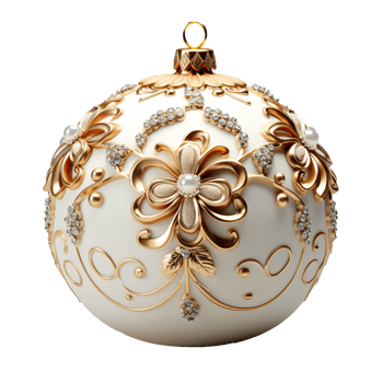 3d luxury White Christmas ball decorated with gold png