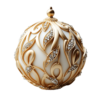 3d luxury White Christmas ball decorated with gold png
