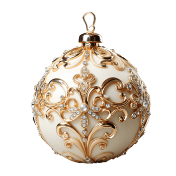 3d luxury White Christmas ball decorated with gold png