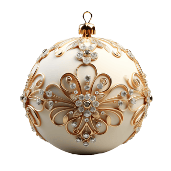 3d luxury White Christmas ball decorated with gold png