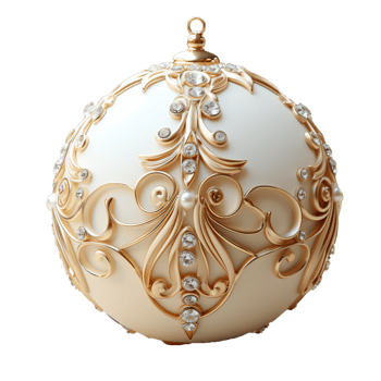 3d luxury White Christmas ball decorated with gold png