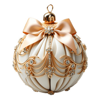 3d luxury White Christmas ball decorated with gold png