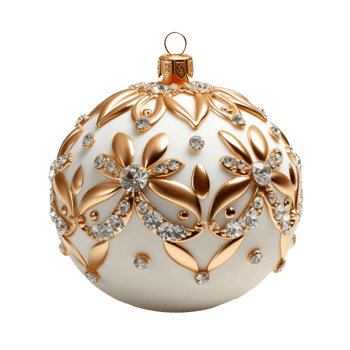 3d luxury White Christmas ball decorated with gold png