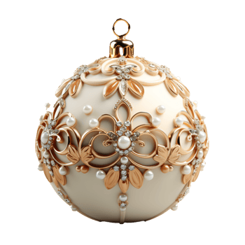 3d luxury White Christmas ball decorated with gold png