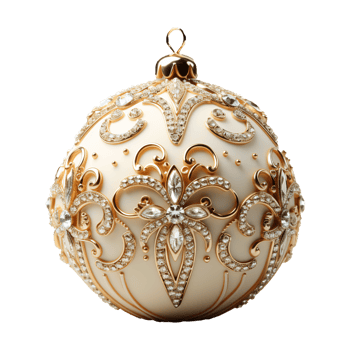 3d luxury White Christmas ball decorated with gold png