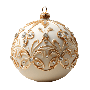 3d luxury White Christmas ball decorated with gold png