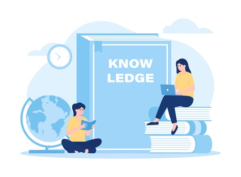 Students reading a book concept flat illustration vector