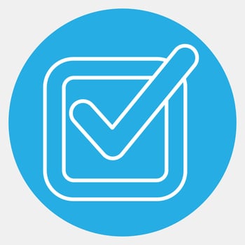 Icon check mark. Indonesian general election elements. Icons in blue round style. Good for prints, posters, infographics, etc. vector