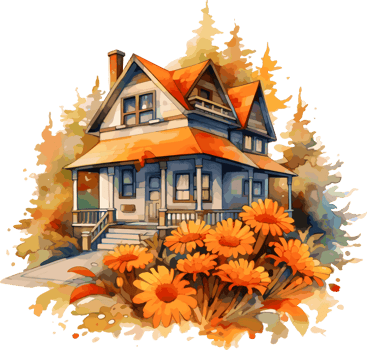 Watercolor House, Fall Autumn Clipart Illustration, Created With Generative AI Technology png