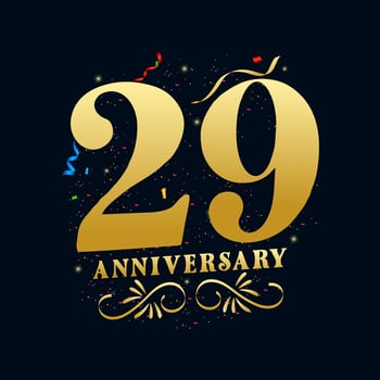 29 Anniversary luxurious Golden color 29 Years Anniversary Celebration Logo Design Template vector