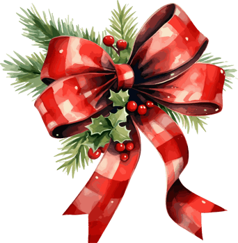 Watercolor Ribon, Merry Christmas Clipart Illustration, Created With Generative AI Technology png