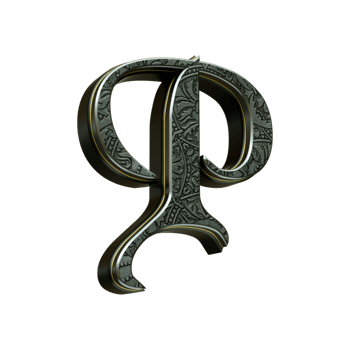 3d render letter medieval png