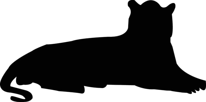 Tiger, Panther, Leopard, Gesture Silhouettes, Vector illustration of lying tiger