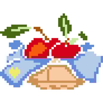 fruit basket cartoon icon in pixel style vector