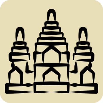 Icon Angkor Wat. related to Cambodia symbol. hand drawn style. simple design editable. simple illustration vector