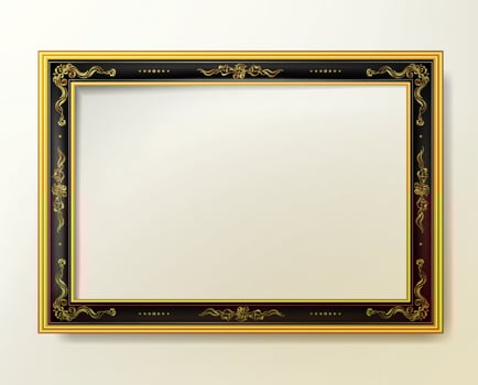 Gold photo frame with corner line floral Vector design