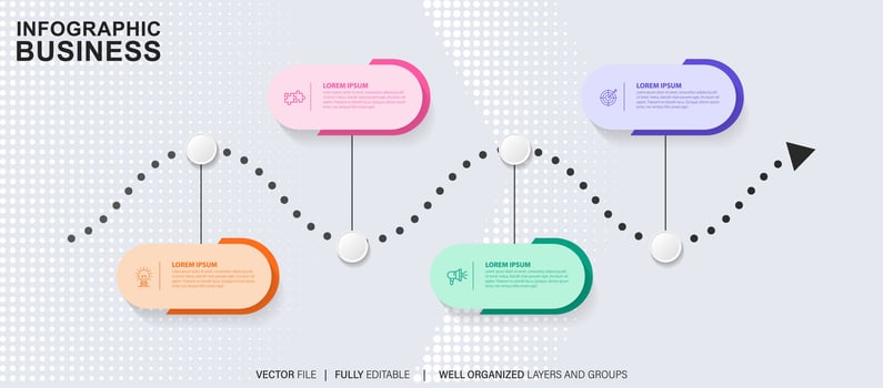 Business data visualization timeline infographic icons designed for abstract background template milestone element modern diagram process technology digital marketing data presentation chart Vector