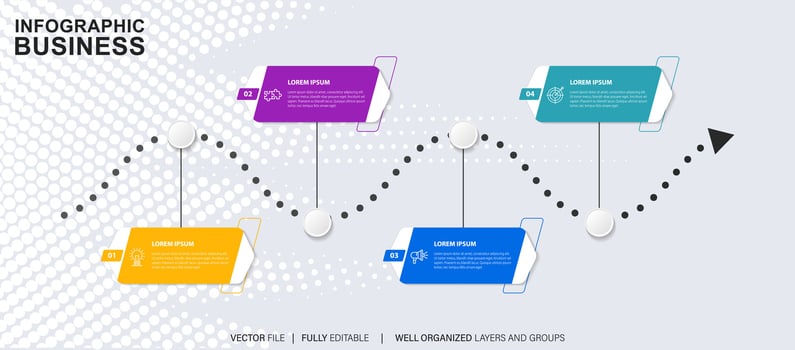 Business data visualization timeline infographic icons designed for abstract background template milestone element modern diagram process technology digital marketing data presentation chart Vector