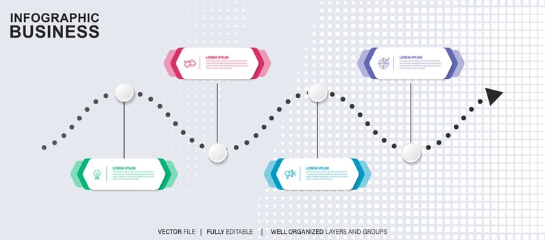 Business data visualization timeline infographic icons designed for abstract background template milestone element modern diagram process technology digital marketing data presentation chart Vector