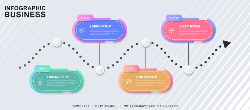 Business data visualization timeline infographic icons designed for abstract background template milestone element modern diagram process technology digital marketing data presentation chart Vector