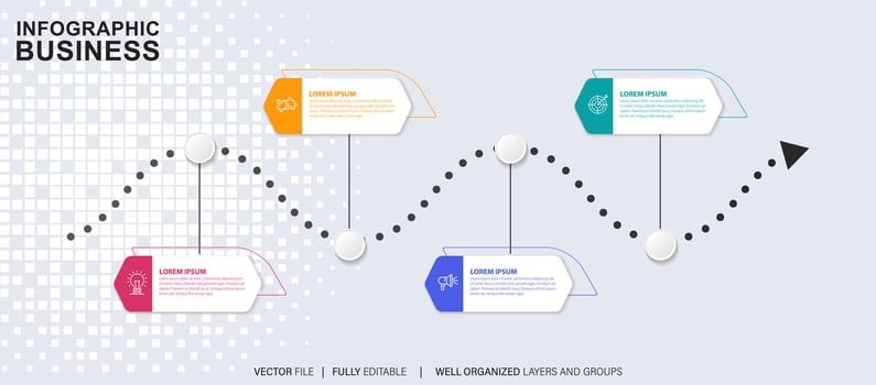 Business data visualization timeline infographic icons designed for abstract background template milestone element modern diagram process technology digital marketing data presentation chart Vector