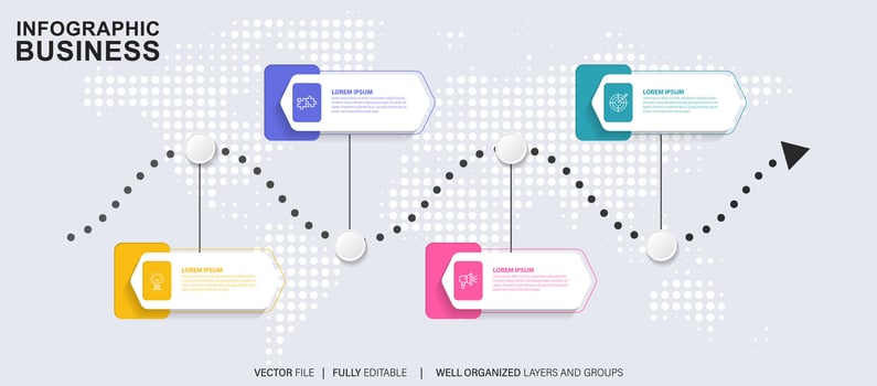 Business data visualization timeline infographic icons designed for abstract background template milestone element modern diagram process technology digital marketing data presentation chart Vector